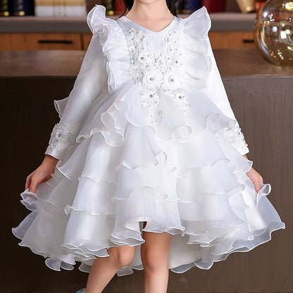 Special Dress Party Kids Wedding Flower Sleeve Girls' Long