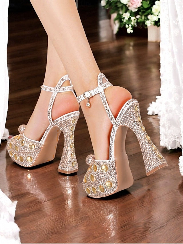Women's Crystal-Embellished with Platform Sandals Glamorous
