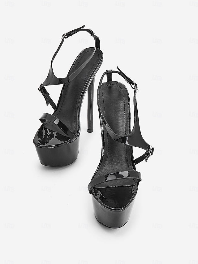 Women's High Sandals Platform Heel Black