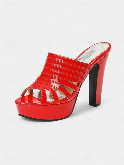 Mule White Open-Toe Women's Strappy - Heels Platform