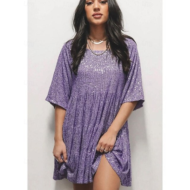 Women's Mini Dress Sequin Dress Cocktail Dress Elegant