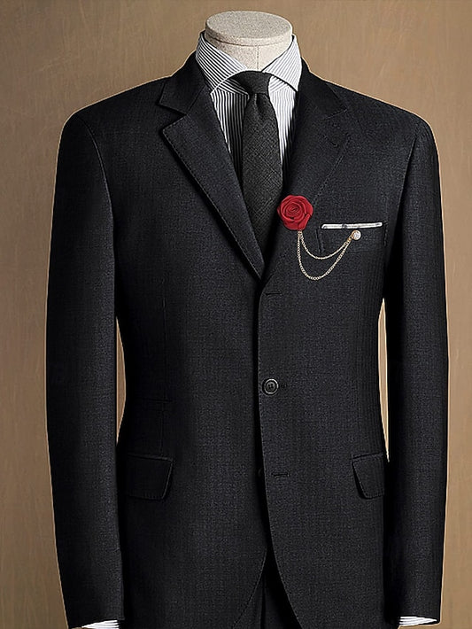 Chain – Lapel Red Men's Rose Pin with Gold Elegant