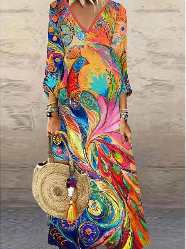 Women's Midi Dress T Shirt Dress Tee Dress A Line Dress