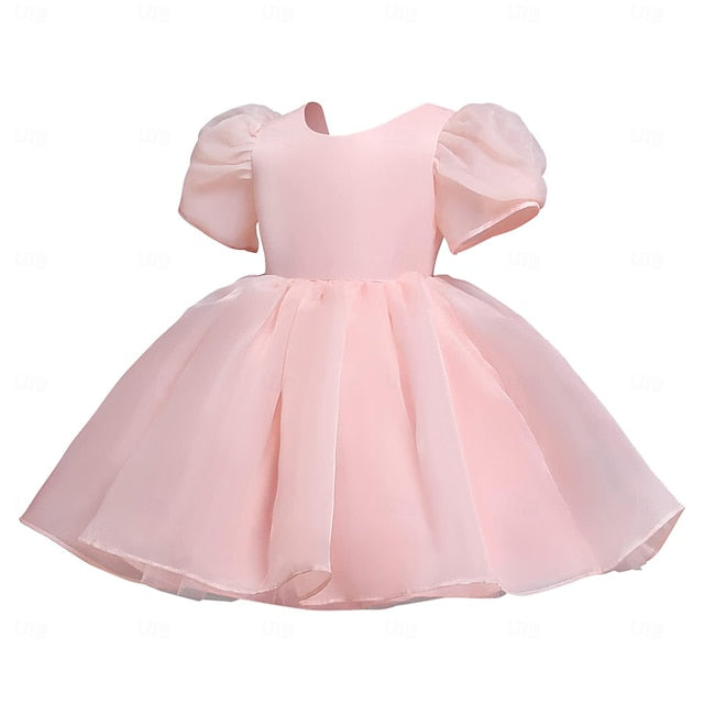 Color Party Dress Girl Girls' Solid Kids Flower