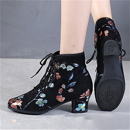 Women – Low Black for Comfortable Dance Shoes Lace-up Floral