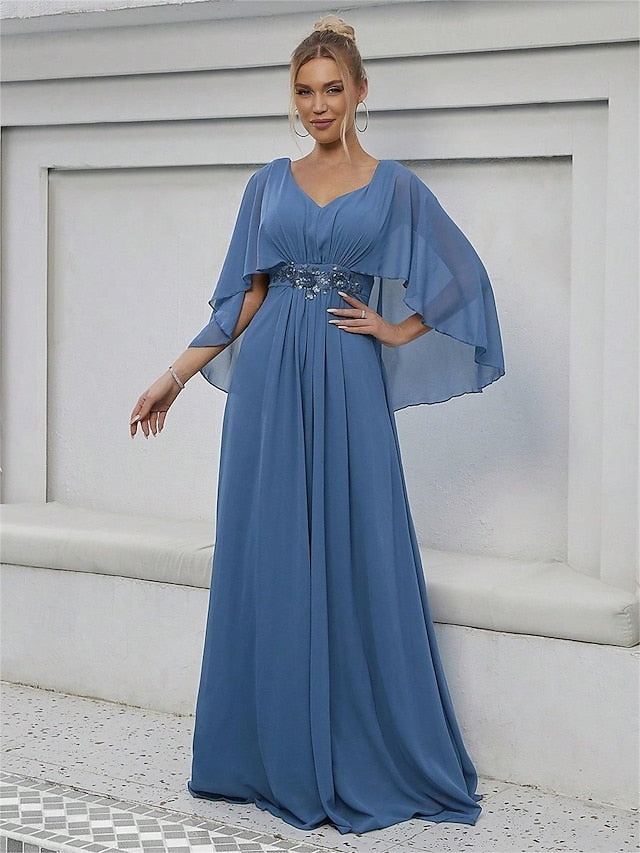 Mother Bride Elegant Dress V Neck the of Floor Party