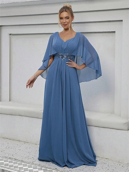 Mother Bride Elegant Dress V Neck the of Floor Party