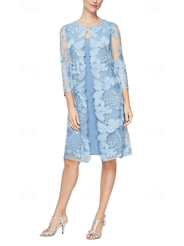 Dress Column Elegant / Mother Two Bride Sheath Piece the of