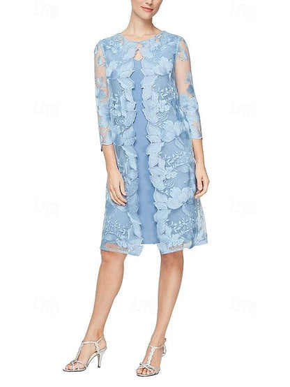 Dress Column Elegant / Mother Two Bride Sheath Piece the of