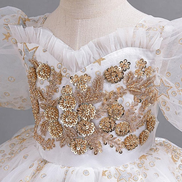 Flower Floral Kids Sequin Girl Party Dress Girls'