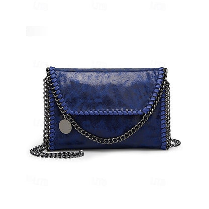 Kunstledertasche mit Kette in Rot mit Überwendlingsstich-Schulterdetails