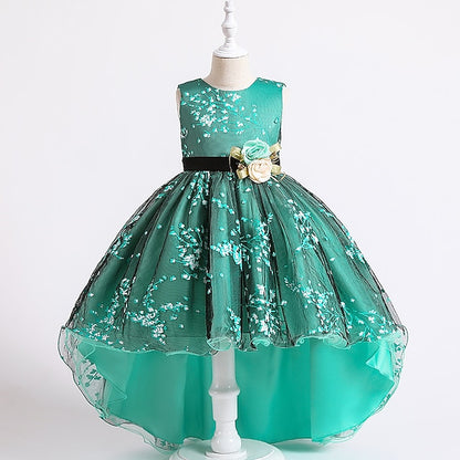 Dress Colored Girls' Kids Solid Wedding Floral Sleeveless