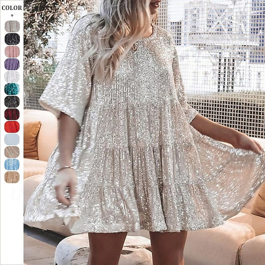 Women's Mini Dress Sequin Dress Cocktail Dress Elegant