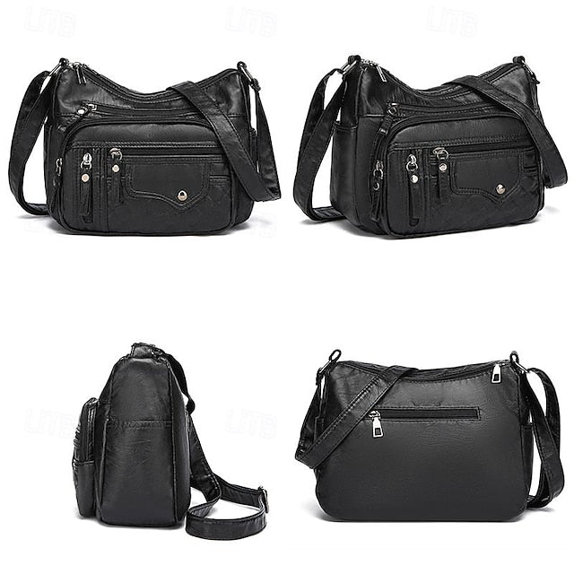 Sac bandoulière matelassé en similicuir pour femme avec plusieurs compartiments