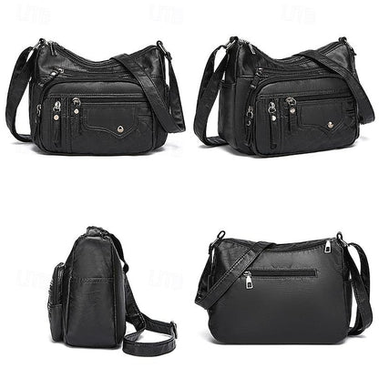 Sac bandoulière matelassé en similicuir pour femme avec plusieurs compartiments