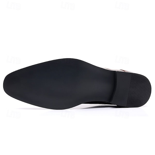 Leather Brogue Burgundy Glossy Faux Ankle Men's Wingtip