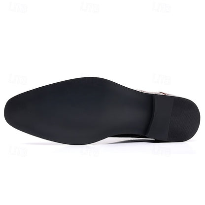 Leather Brogue Burgundy Glossy Faux Ankle Men's Wingtip