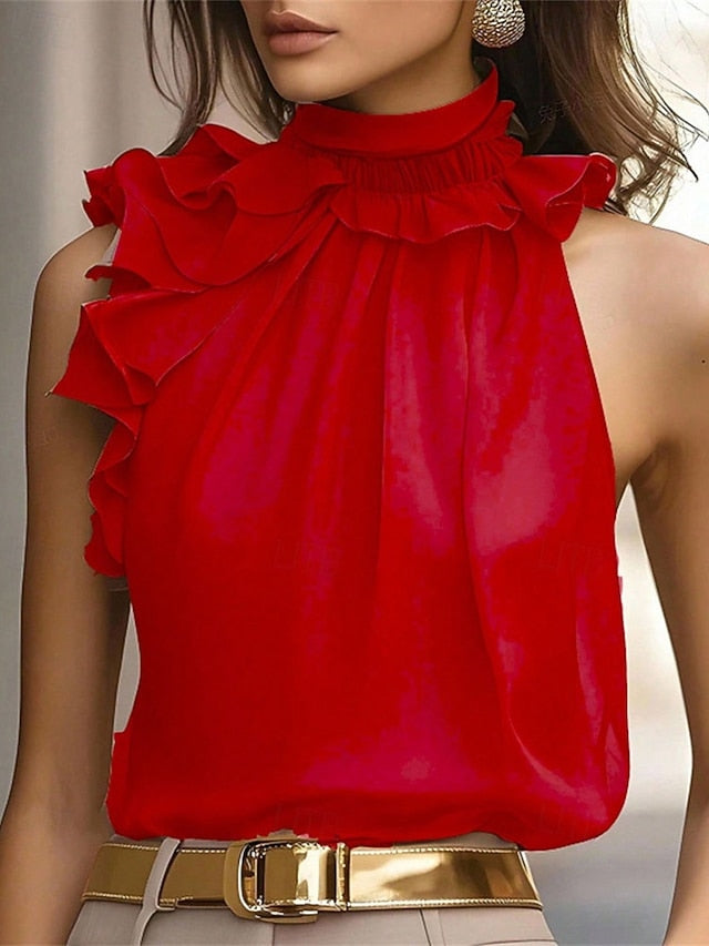 Women's Summer Tops Blouse Dressy Tops Solid Color Plain