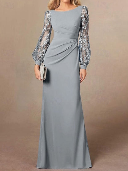 Elegant DustySheath Dress of Column Bride / Mother Simple the