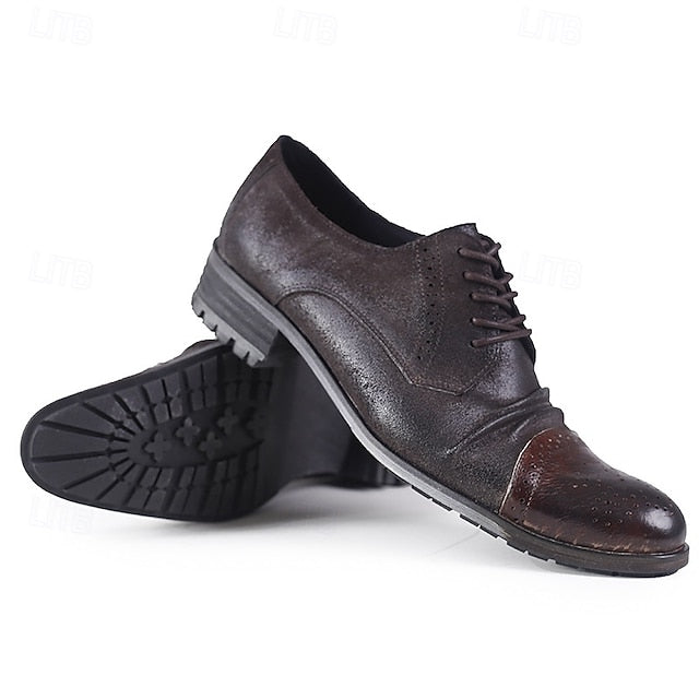 Leather Genuine Brogue Oxford Shoes Men's – Vintage