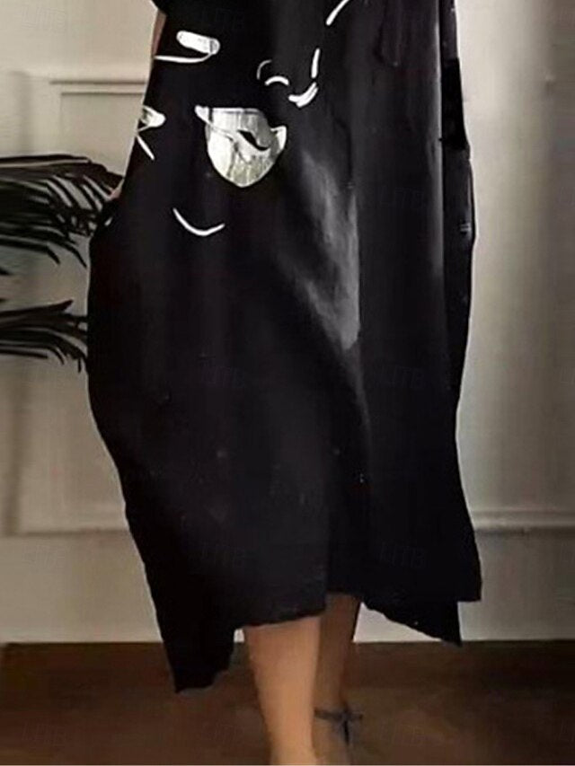 Women's Maxi Dress Faux Cotton Linen Casual Dress Stylish