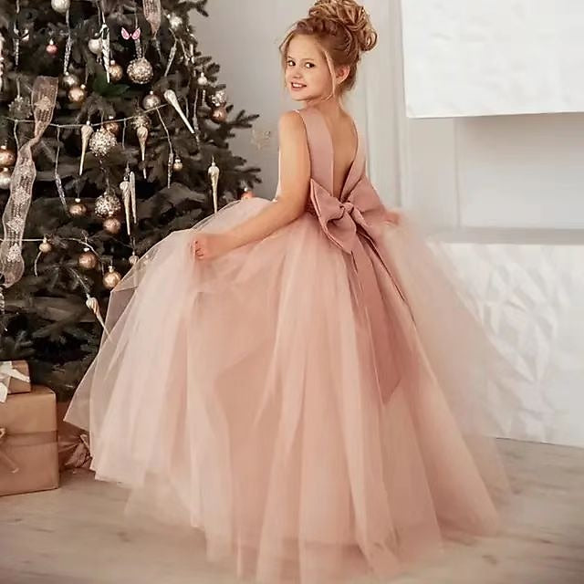 Flower Kids Color Girl Dress Girls' Solid Party