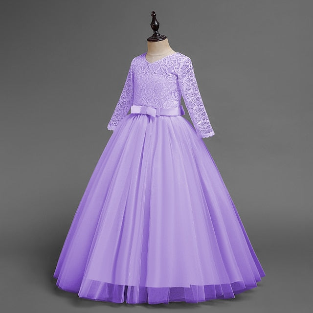 Flower Wedding Dress Kids Half Girl Sleeve Girls'