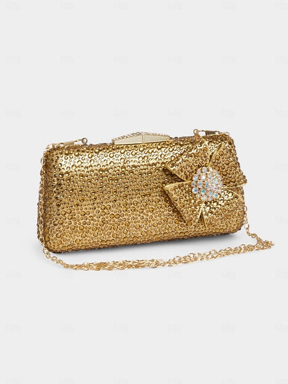 Heel High Clutch with Sandals Matching Bow Sparkling Rhinestone