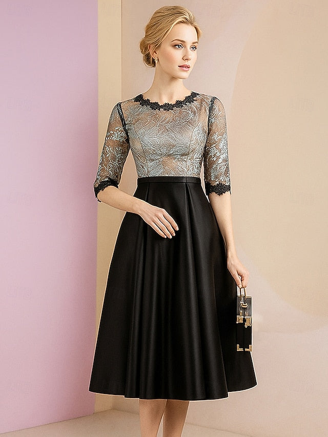 A-Line Tea Length Party Dress Cocktail Dress Wedding Guest Dress