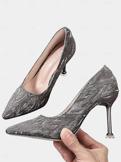 Women's with Glitter Pointed Toe Stiletto Heels Champagne