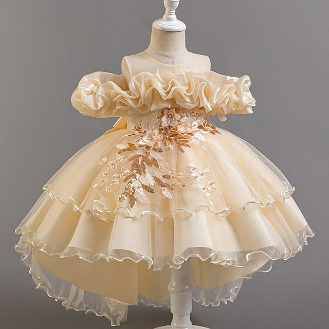Wedding Sleeve Short Floral Party Kids Dress Girls' Flower