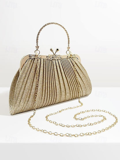 Clutch Purse Evening Glitter Vintage with Women's Pleated