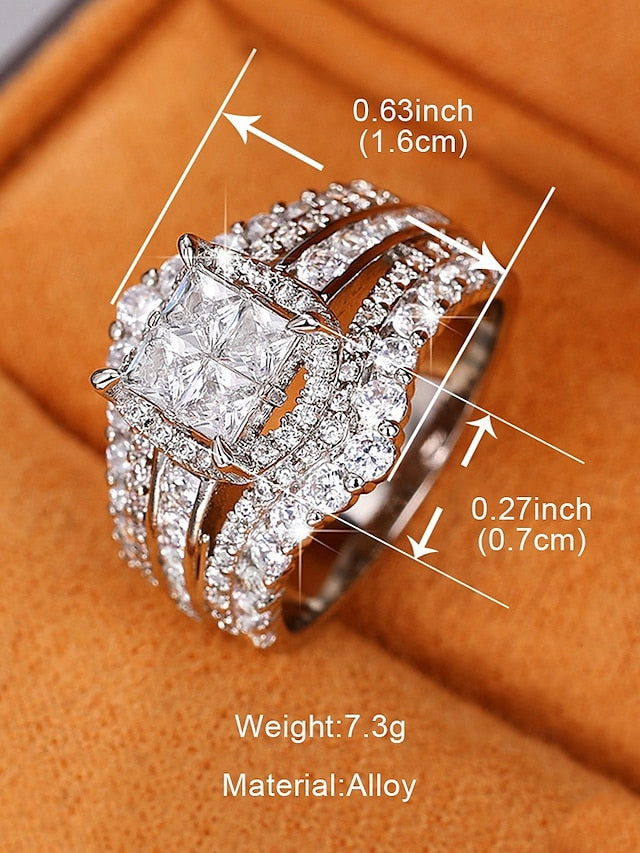 Cubic Luxury Ring Zirconia Wedding Set with