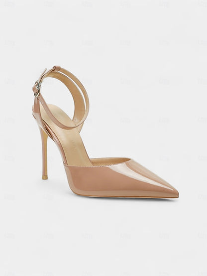 Stiletto Heels - Slingback Patent Nude Leather Women's