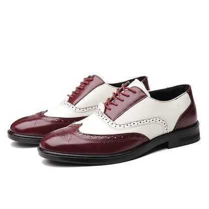 Men's Brogue Oxford and White Shoes Wingtip Burgundy