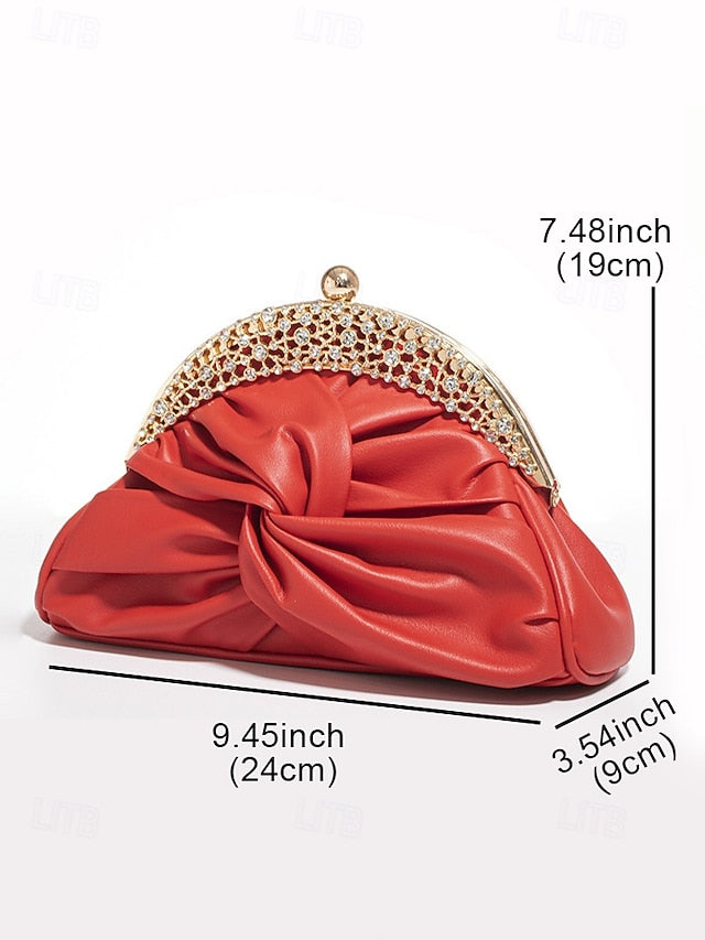 Evening Bag Clutch Faux Leather Rhinestone – Women's