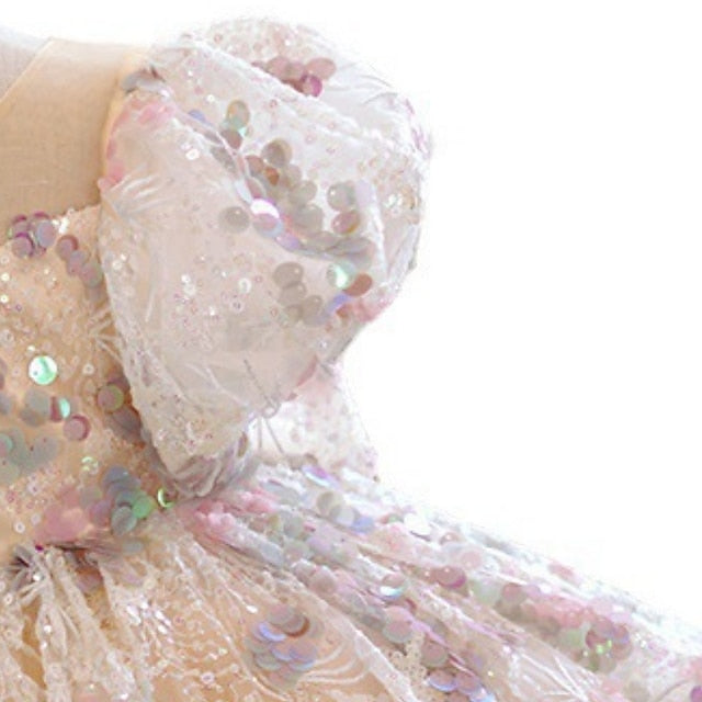 Kids Color Party Sleeve Dress Girls' Short Solid