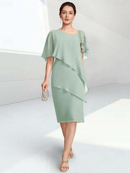 Bride Elegant Sheath Mother of Dress the Jewel Beach Wedding