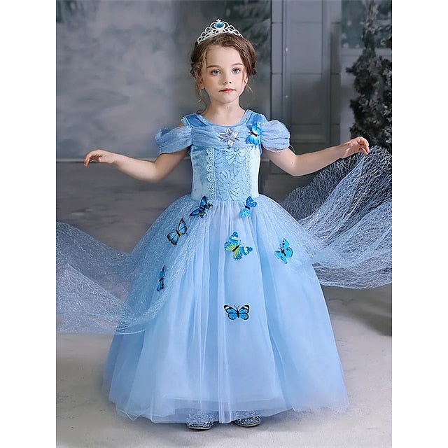 Princess Flower Frozen Party Elsa Dress Theme Girl Costume Tulle
