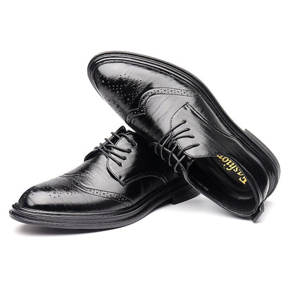 Shoes Faux Brown – Classic Dress Brogue Leather Men's