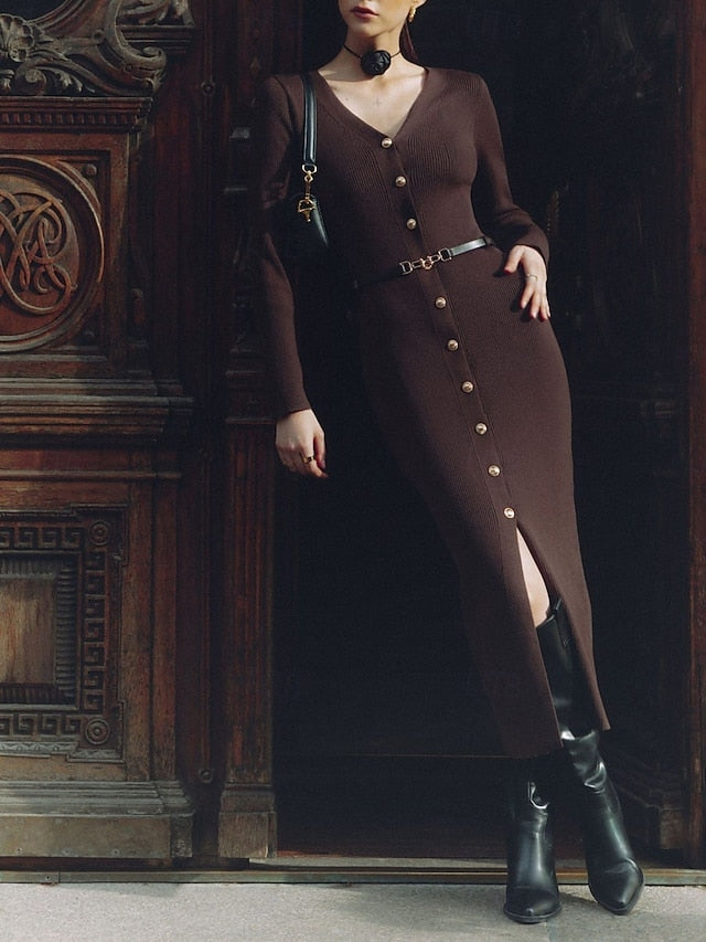 Women's Sweater Dress Elegant Casual Soft Solid Color Pure