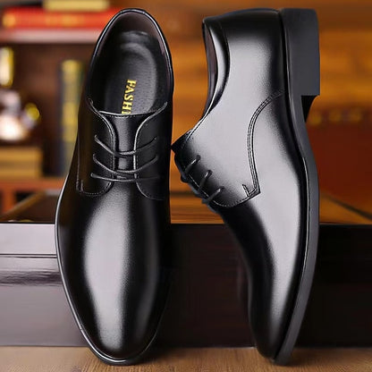 – Shoes Men's Glossy Black Classic Lace-Up Derby Formal