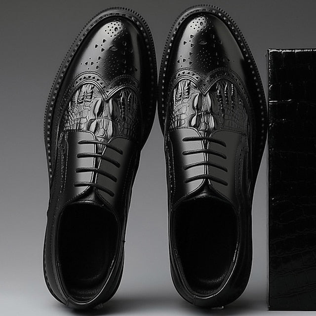 Men's Brogue Brown Oxford Leather - Crocodile Shoes