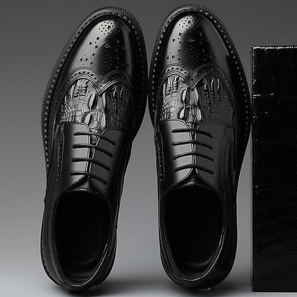 Men's Brogue Brown Oxford Leather - Crocodile Shoes