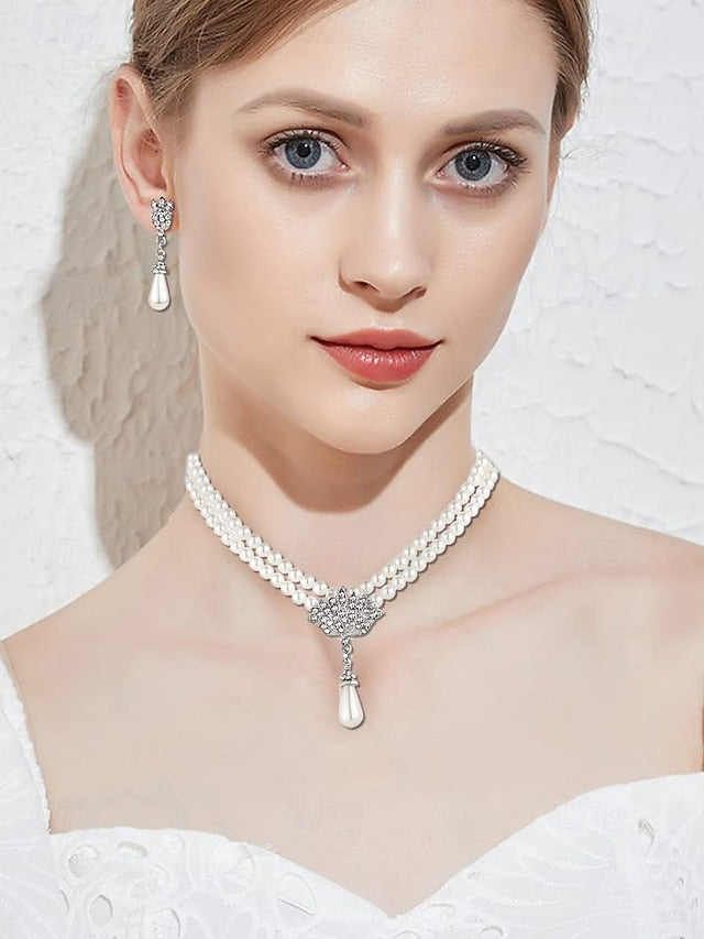 Double-Layer Pearl Necklace Bridal – Elegant Jewelry Set