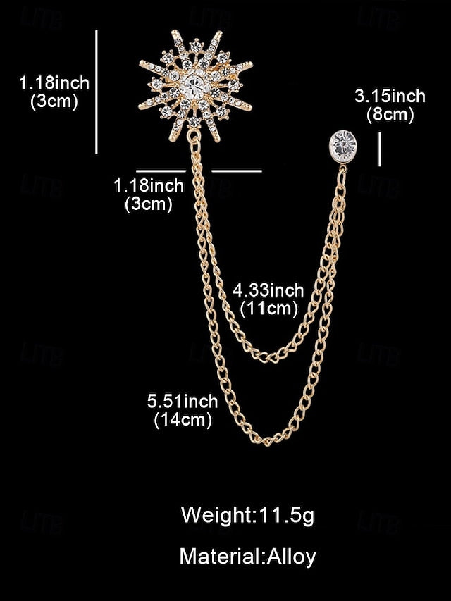 Star Elegant Crystal Stylish – with Lapel Chains Gold Pin