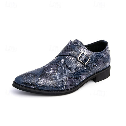 Men Monk – Formal Shoes Snake Classic Print for Strap Brown