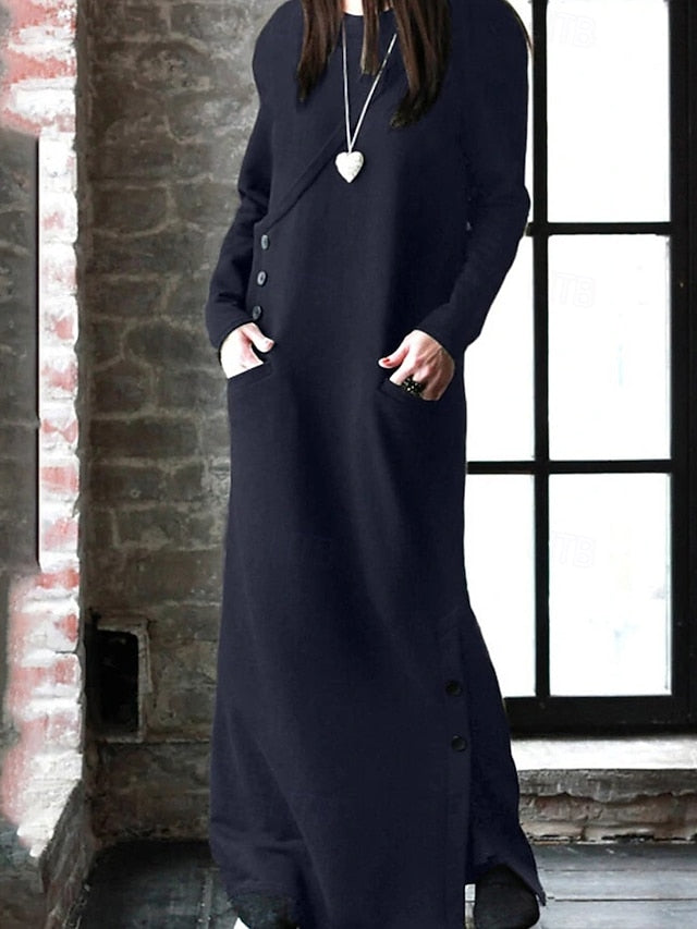Women's Long Dress Maxi Dress Hoodie Dress Sweatshirt Dress