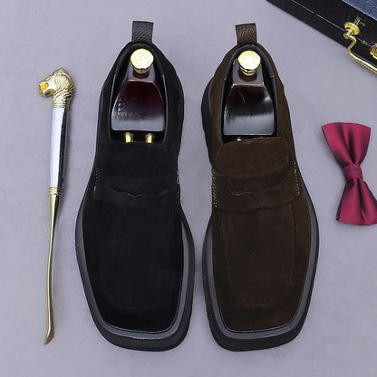 -Classic Leather Suede Cowhide Loafers Men's Business