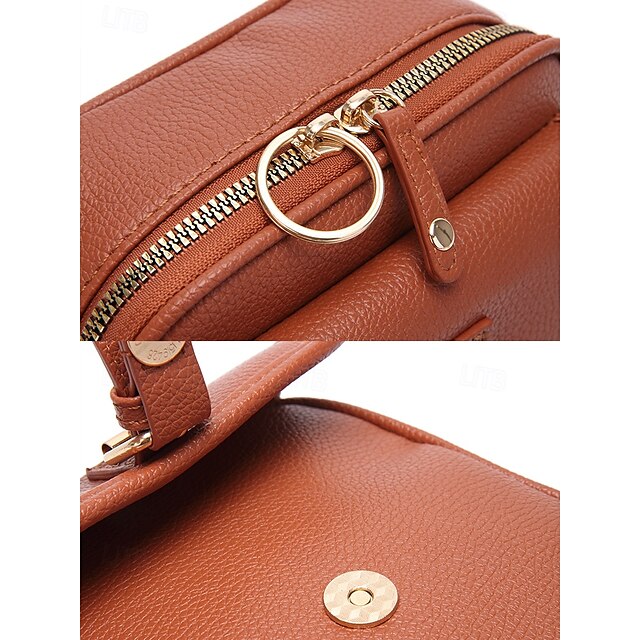 Bag Front Brown with Faux Vintage Leather Women's Crossbody